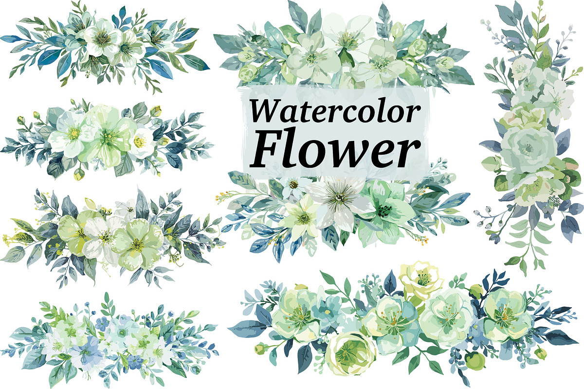 Elegant Green Floral Set, an Illustration by Designs_River (Photo 1 of 11)