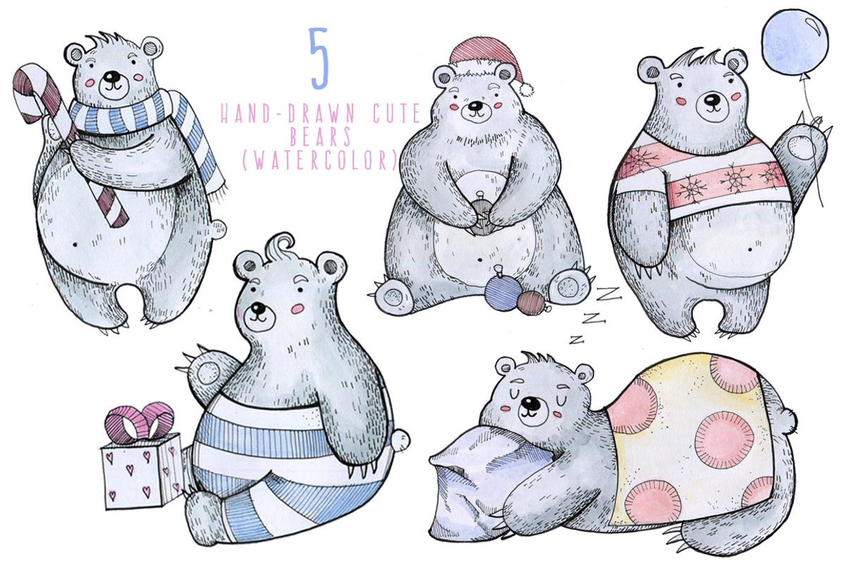 Little Christmas bears collection, an Animal Illustration by BSVIT (Photo 4 of 5)
