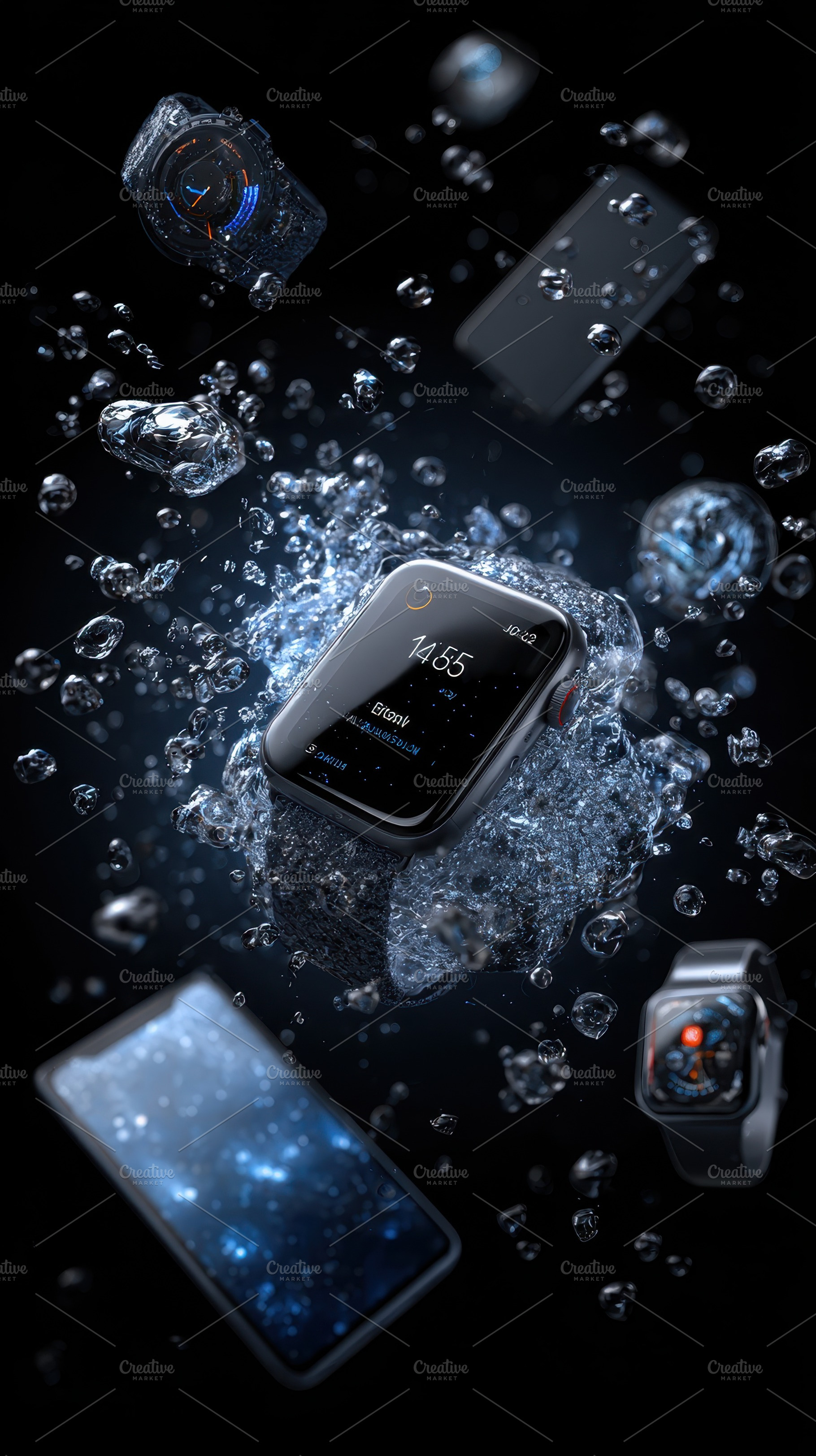 Waterproof Smartwatch and Phones in, a Photo by Pixeness Studio