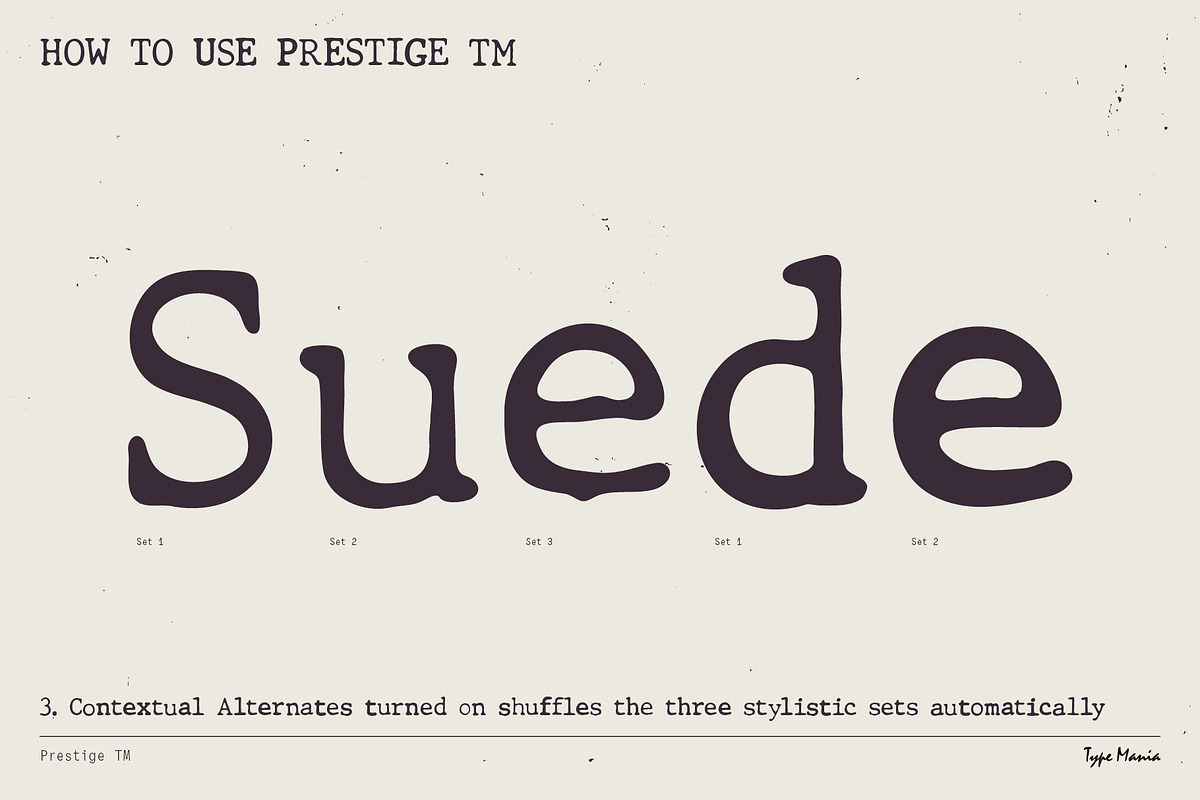 Prestige TM – Organic Typewriter, a Serif Font by Type Mania (Photo 7 of 11)