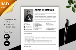 ATS Resume CV Word & Google Docs 26, a Resume Template by MrCam Template Resume|CV