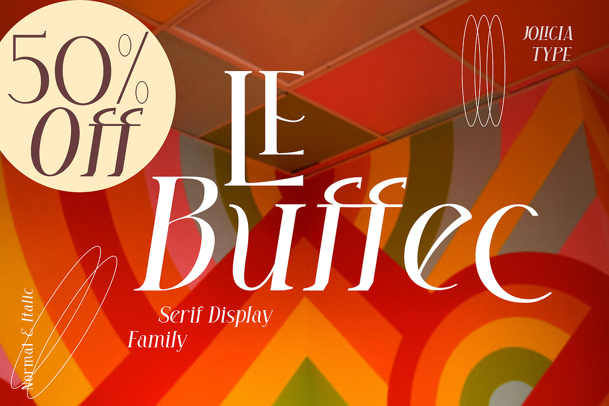 LE Buffec | 18 Font Family, a Serif Font by Jolicia Type (Photo 1 of 17)