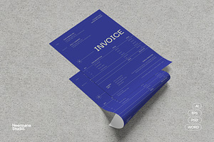 Blue Minimal Invoice, a Stationery Template by Neermana
