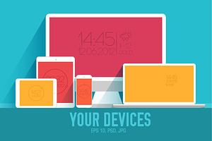 4 vector of flat personal gadgets