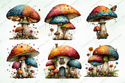 Watercolor Whimsical Mushroom Bundle, an Illustration by Creative Art (Thumbnail 2 of 10)