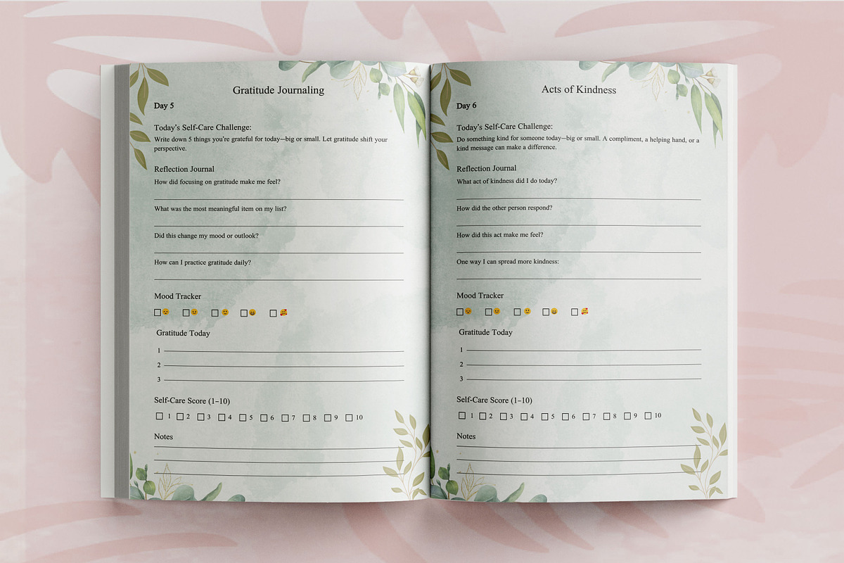 45 Day Self Care Challenge Journal preview 4