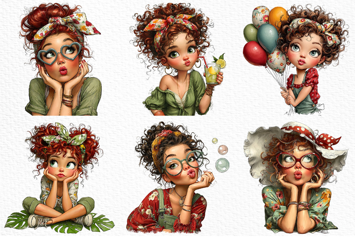 Whimsical Summer Girl Clipart, an Illustration by Craft Nest (Photo 3 of 12)