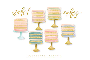 watercolor naked cake clipart