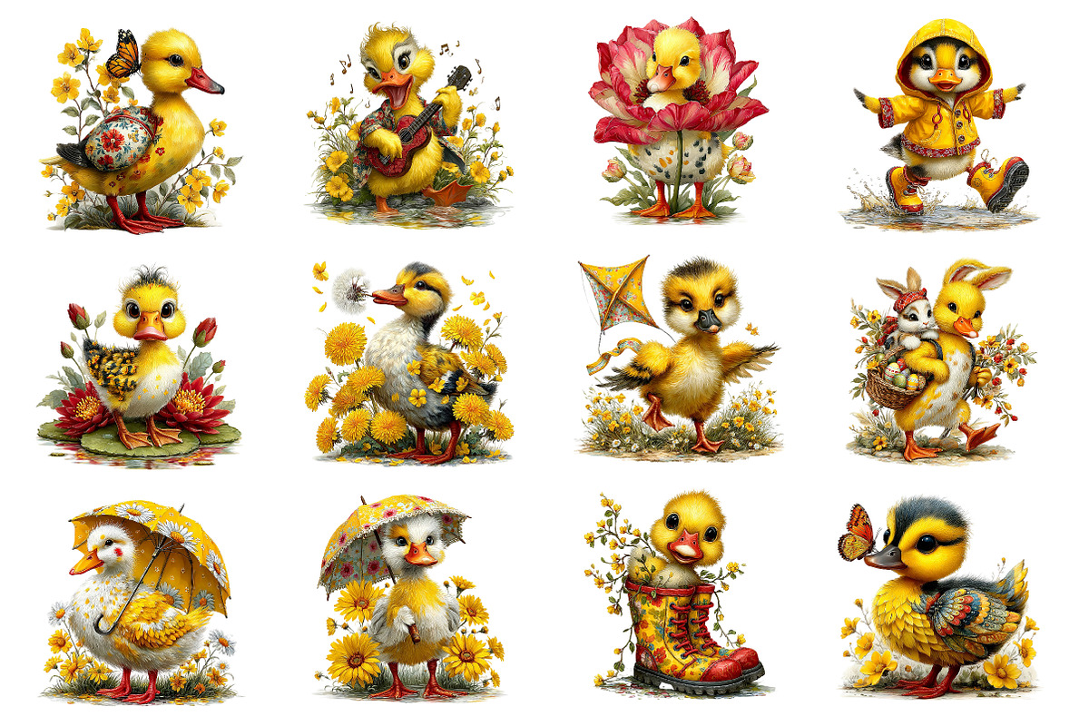 Whimsical Spring Duck Clipart, an Illustration by Dream Creation (Photo 2 of 5)