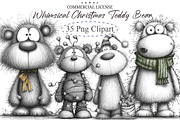 Whimsical Christmas Teddy Bear Clipa, an Illustration by designcity5 (Thumbnail 1 of 5)