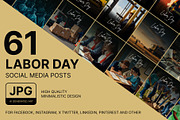 61 Labor day social media posts set, a Social Media Template by Walldecorated (Thumbnail 1 of 29)