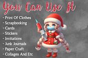 Christmas Nurse Girl Sublimation, a Seasonal Illustration by Craft Nest (Thumbnail 5 of 5)