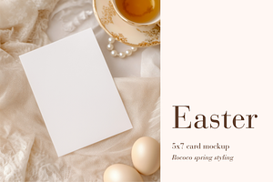 Rococo Easter Greeting Card Mockup, a Product Mockup by Serenefeeling
