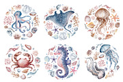 Watercolor Sea Creatures, an Animal Illustration by LenArt (Thumbnail 2 of 4)