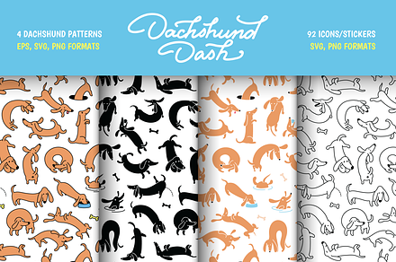 Dachshund Dash Pattern And Icons