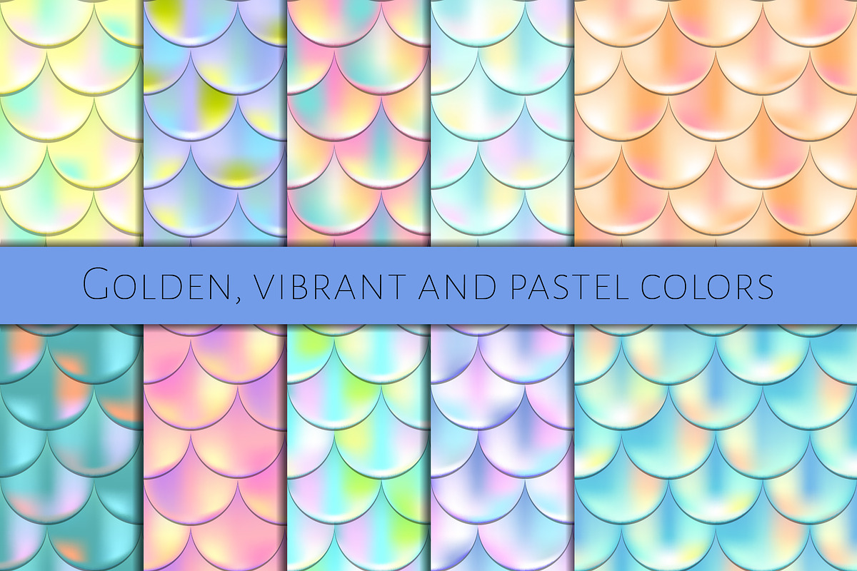 Holographic Mermaid Seamless Pattern, a Pattern Graphic by RabbitAndPencil (Photo 2 of 3)