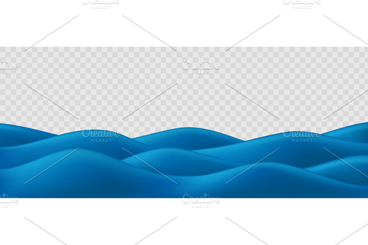 3d sea wave cartoon blue ocean, an Illustration by winwin.art