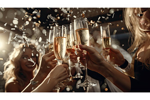 toasting silver champagne ai, a Food & Drink Photo by pikepicture