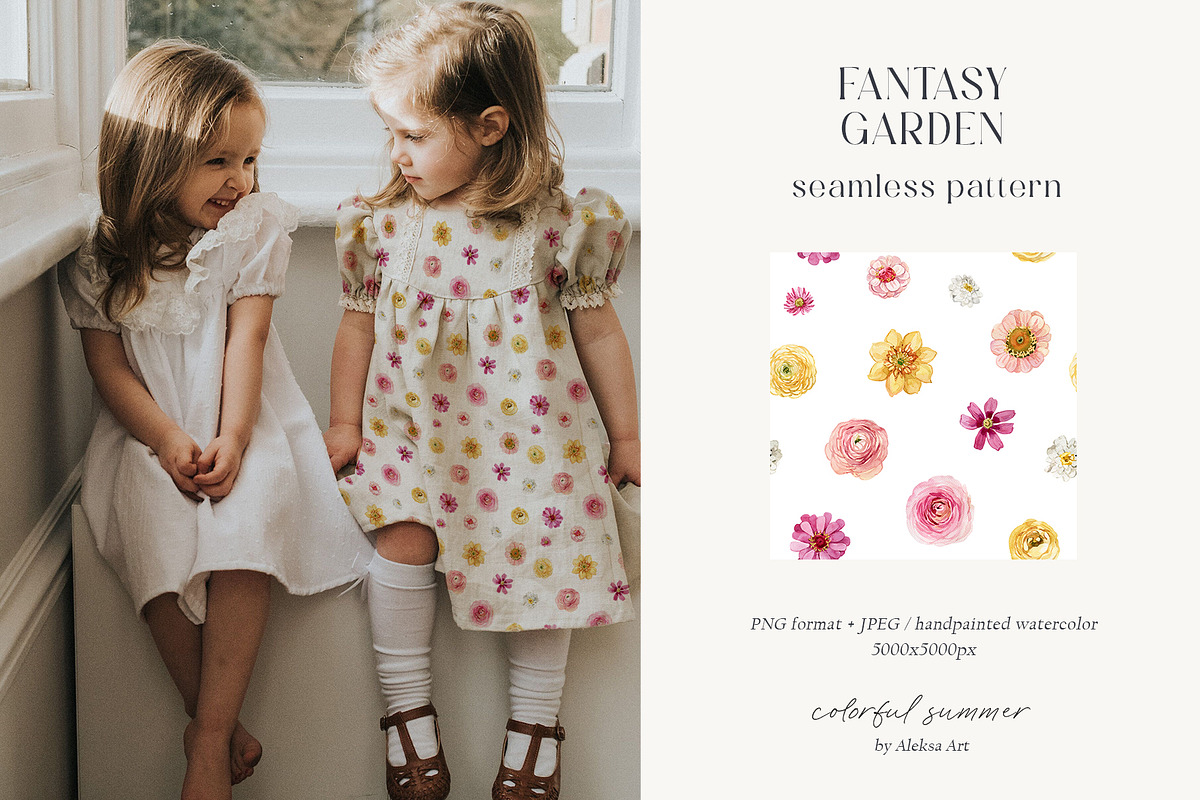 Fantasy Garden summer watercolor set, a Decorative Illustration by AleksaArt (Photo 9 of 20)