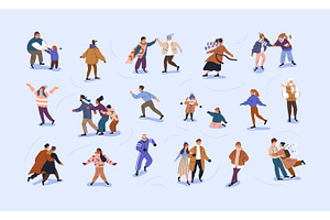 People skating on ice rink set, a Person Illustration by Good Studio