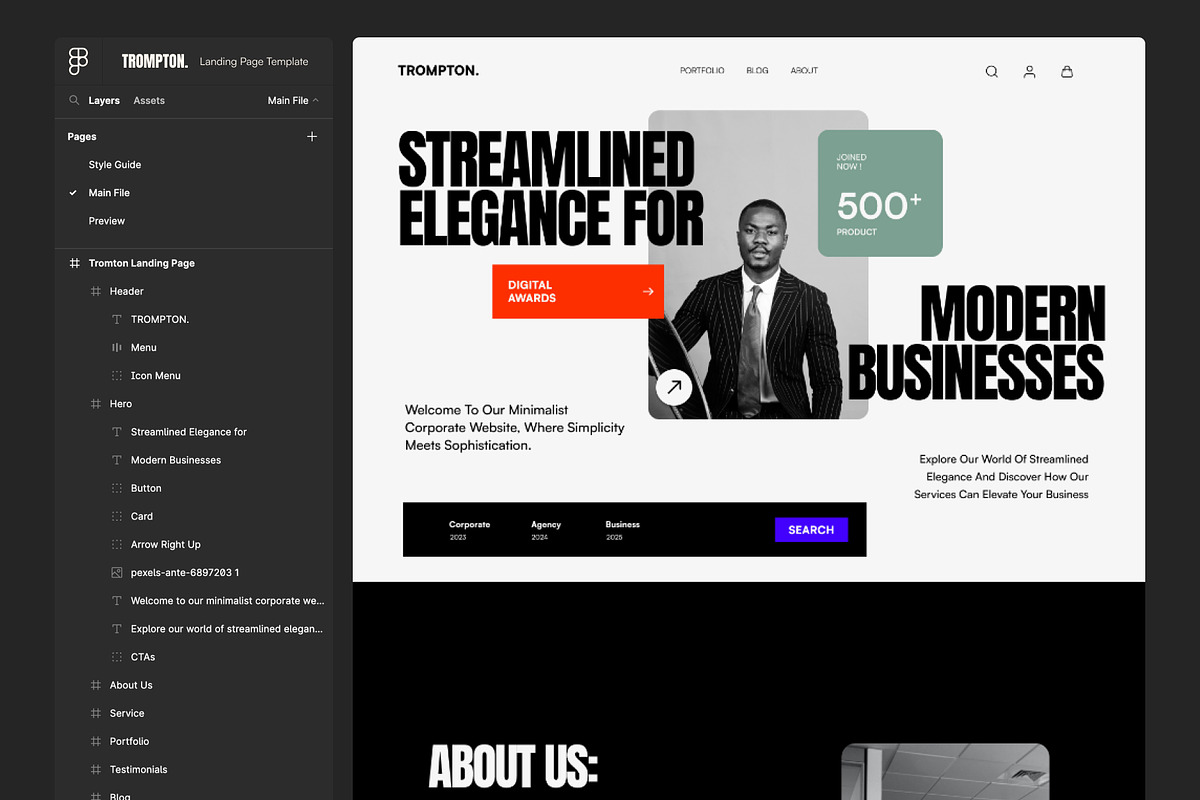 Trompton - Landing Page UI Kit, an UI Kit Template by Dirtytemp Studio (Photo 2 of 6)