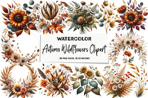 Autumn Wildflowers Clipart, an Illustration by DreamArtGraphic