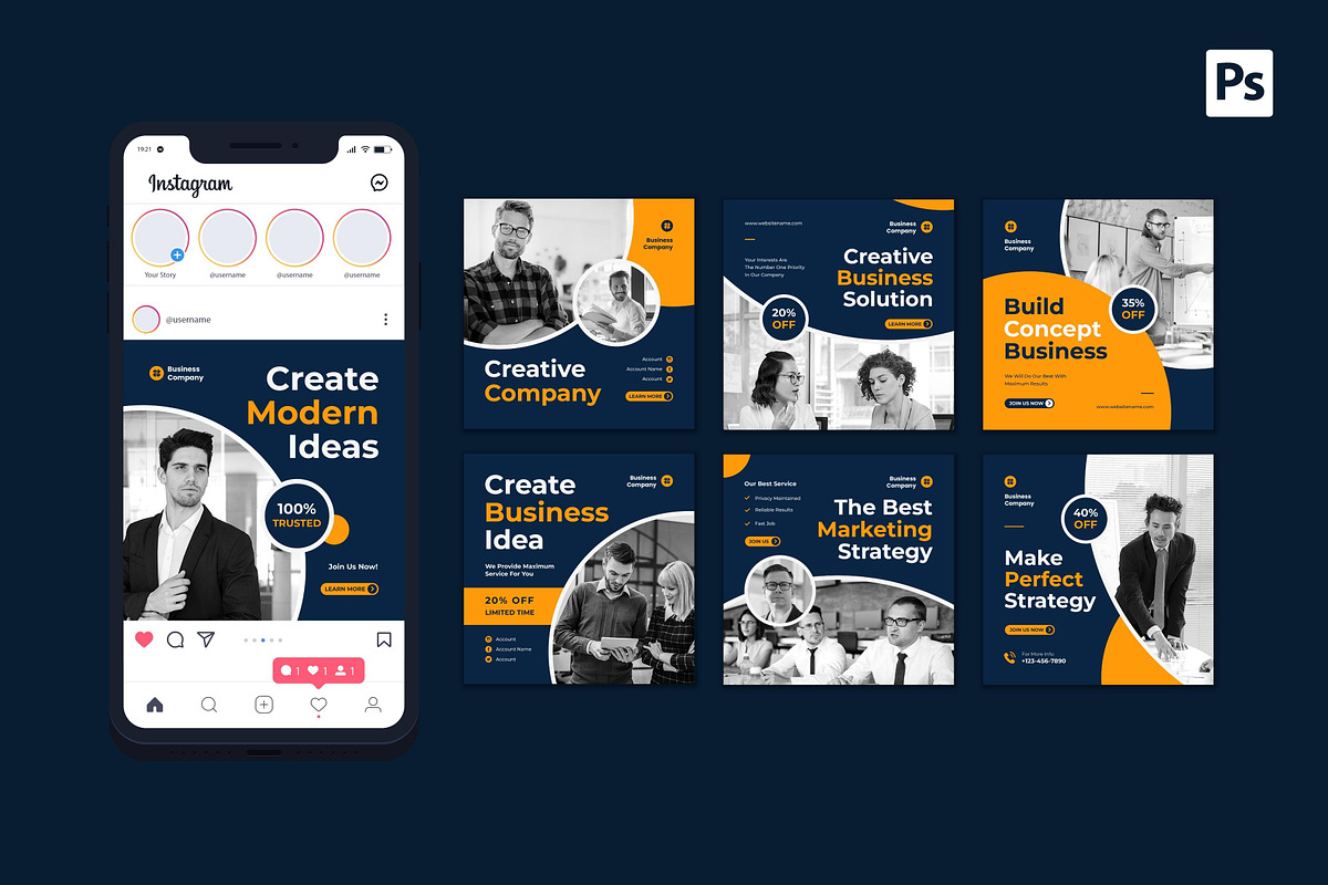 Business Company Instagram Post, a Social Media Template by CavenArt (Photo 3 of 5)