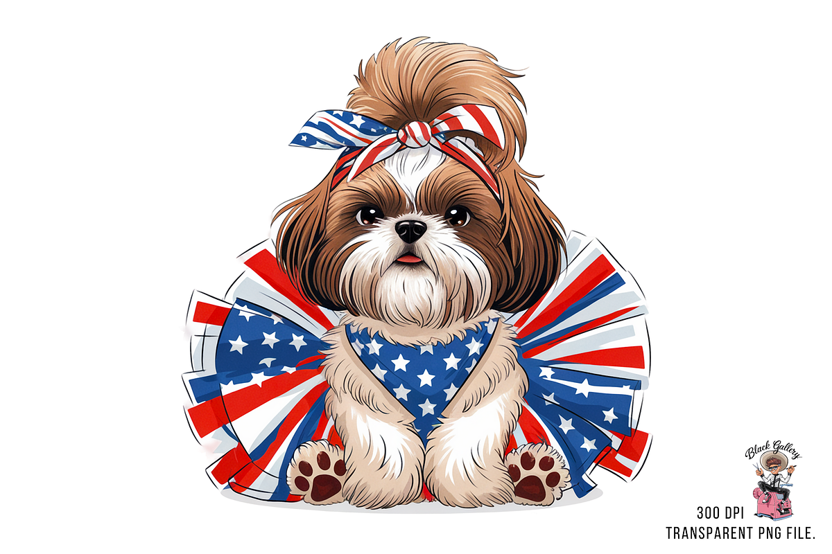 Patriotic Shih Tzu PNG Bundle, a Graphic by Clipart Bloom (Photo 5 of 15)