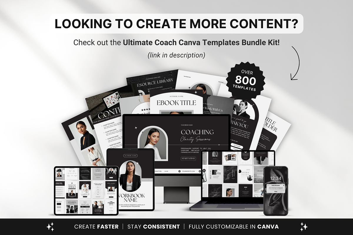 Coaching Ebook Template Canva Black, a Magazine Template by DigiPax (Photo 10 of 11)