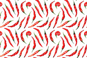 Watercolor red chili pepper pattern, a Pattern Graphic by Art By Silmairel (Thumbnail 2 of 2)
