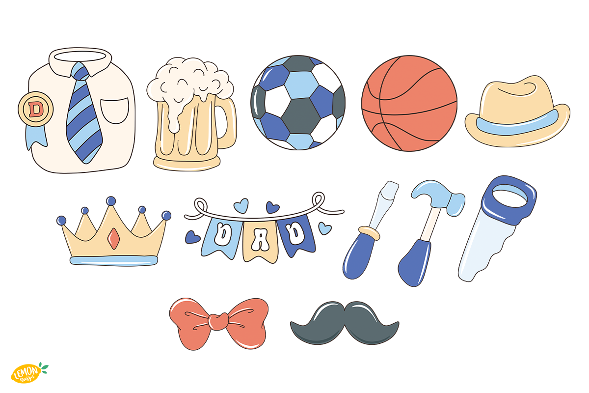 Retro Father's Day PNG Clipart, a Seasonal Illustration by LemonDesign (Photo 3 of 3)