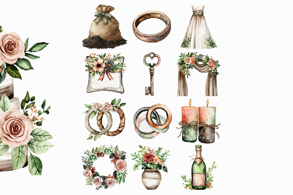 Wedding Watercolor Clipart, an Illustration by Libby Wishes (Photo 4 of 5)