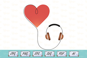 Heart Shaped Headphones Vector, an Object Illustration by Ghagra