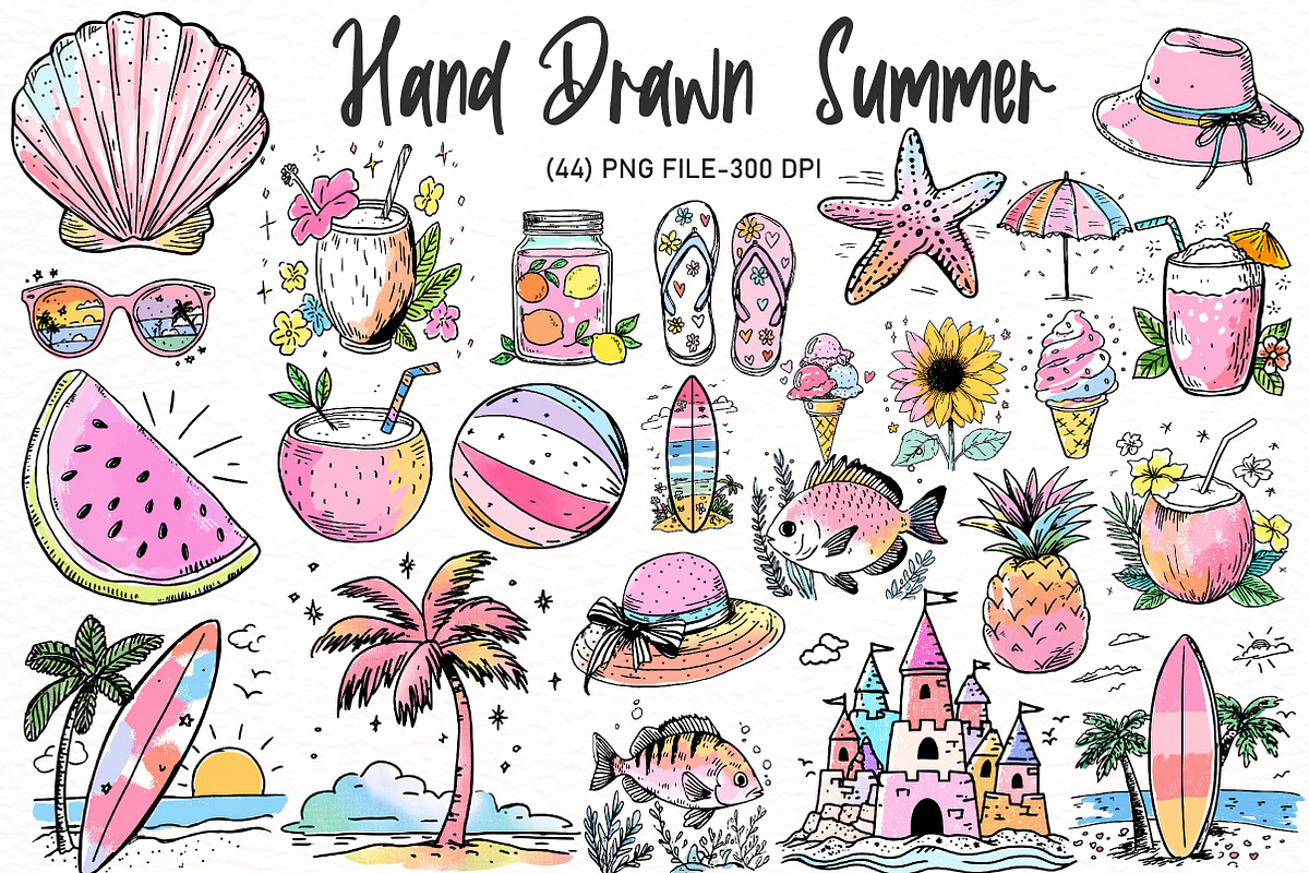 Hand Drawn Summer clipart, an Illustration by Designworld (Photo 1 of 5)
