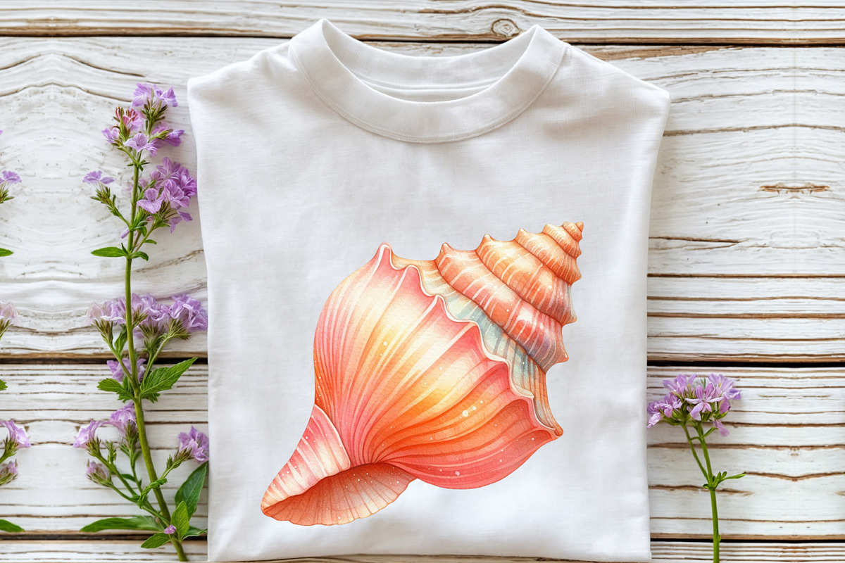 Watercolor Colorful Sea Shell Clipar, an Illustration by Rose Art (Photo 5 of 7)