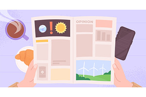 Morning news reading. Person drink, a Food Illustration by LadadikArt