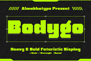 Bodygo – Boxy Display Font, a Sans Serif Font by Almarkhatype (Thumbnail 1 of 12)