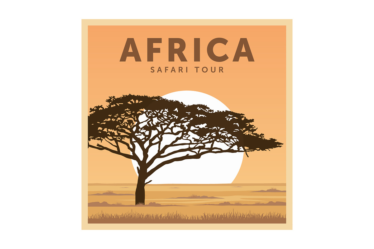 Vintage travel poster for an African, a Background Graphic by PrastHF