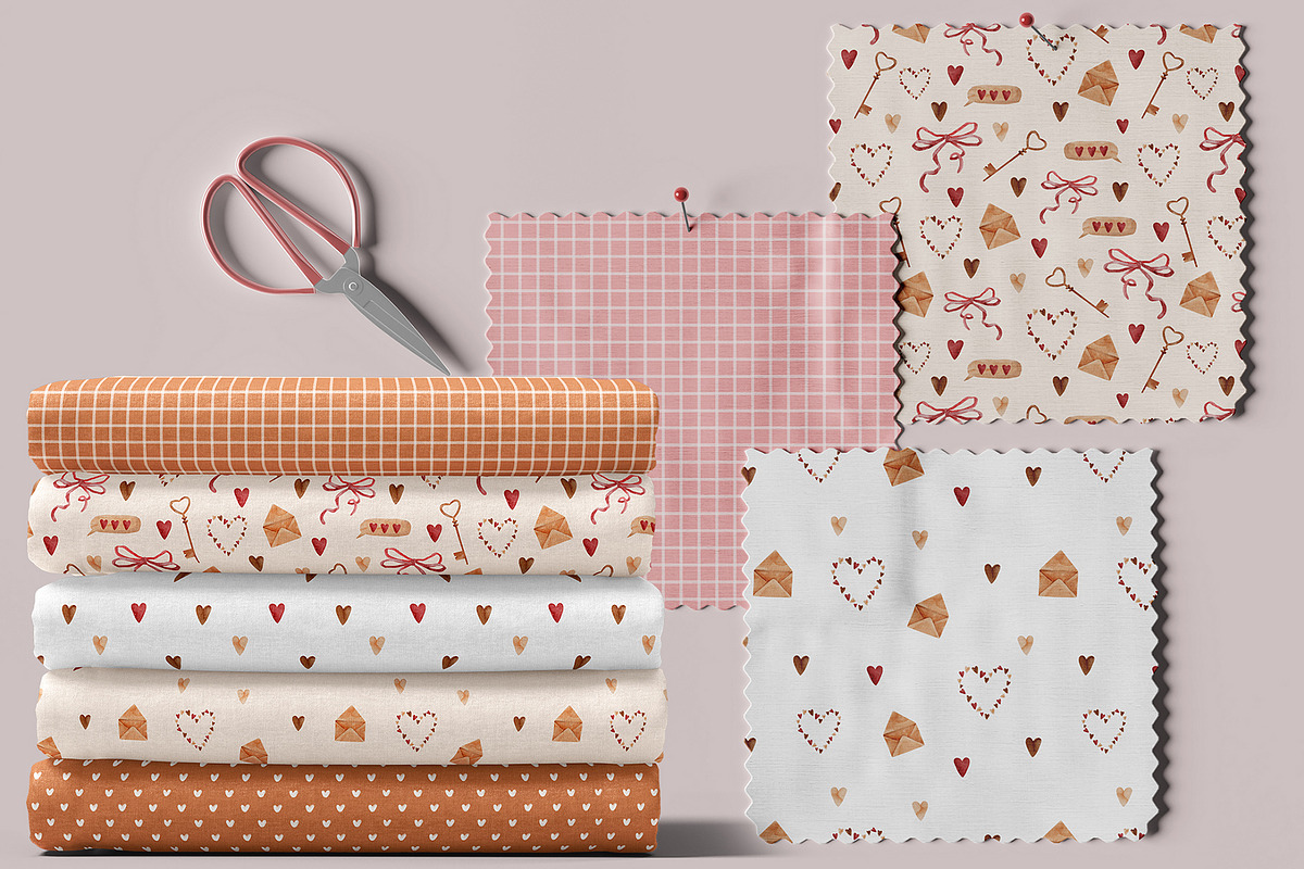 Watercolor patterns Valentine's Day, a Pattern Graphic by Pattern + watercolor (Photo 8 of 9)