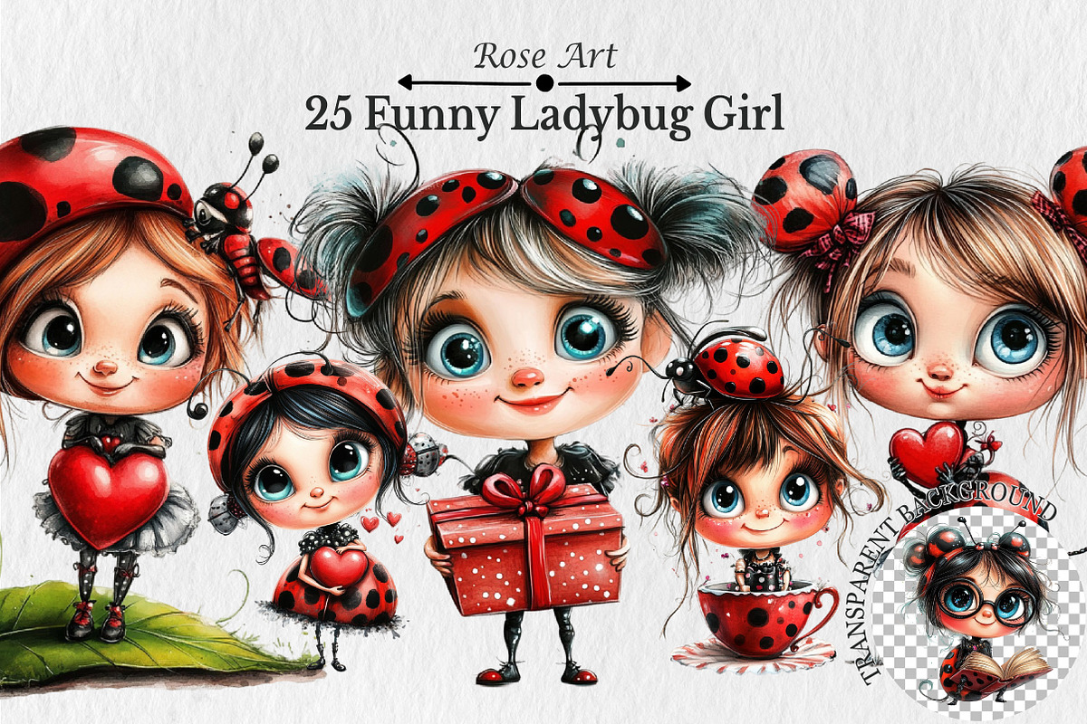 Funny Ladybug Girl Clipart, an Illustration by Rose Art (Photo 1 of 5)