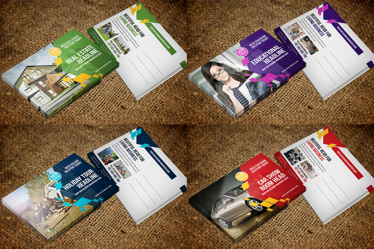 Postcard Design Bundle, a Card Template by Miyaji75 (Photo 3 of 20)