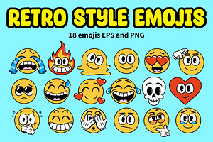 Vector 18 Retro Style Emojis