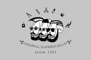 Original Barber Shop. Doodle Set.