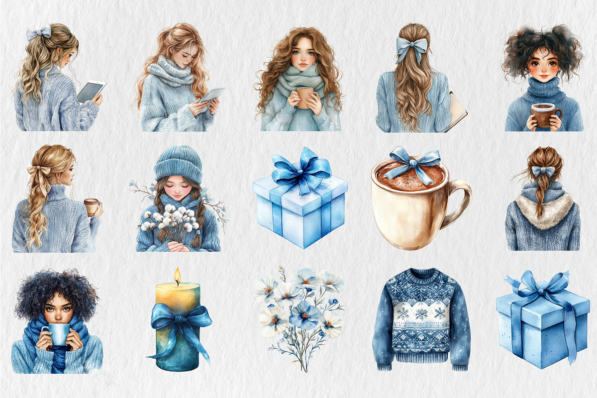 Watercolor Winter Planner Clipart, a Seasonal Illustration by Rose Art (Photo 2 of 4)