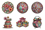 Happy New Year Clipart PNG, an Illustration by SinaCreation (Thumbnail 3 of 11)