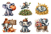 Watercolor Autumn Elephant Clipart, an Illustration by Daily.Designs (Thumbnail 2 of 5)