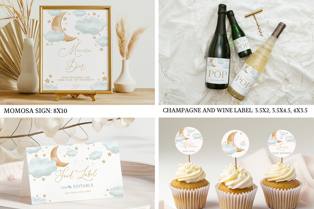 Over the Moon Baby Shower Bundle, an Invitation Template by Digital_Mind (Photo 6 of 8)