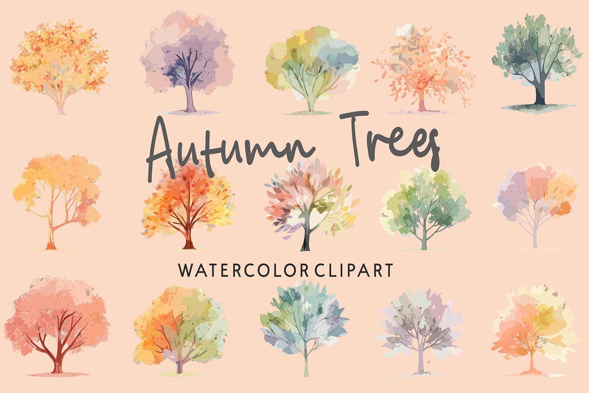 Autumn Trees Watercolor 90 SVG Image, a Seasonal Illustration by Image Design (Photo 4 of 5)