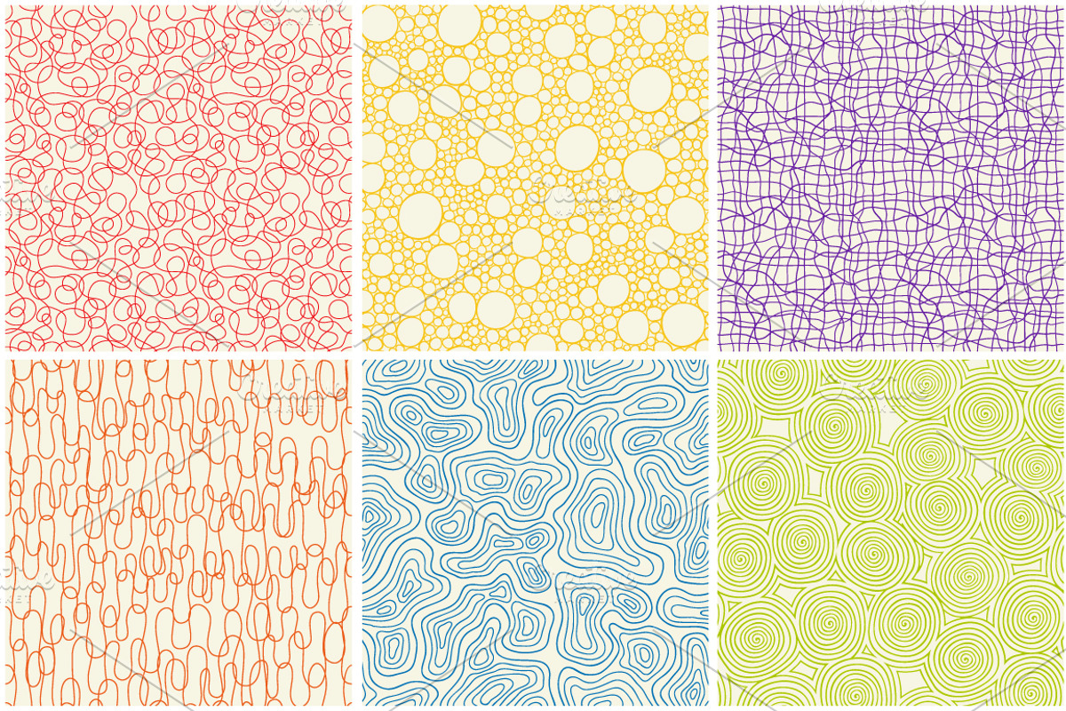 Seamless hand drawn patterns preview 2