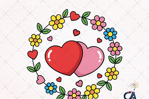 Valentine Heart & Floral Png, an Illustration by Creative Art
